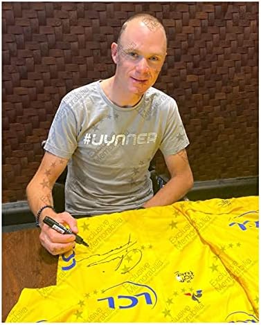 כריס פרום חתם על טור דה פראנס 2017 ג'רזי צהוב. מסגרת מעולה | מזכרות עם חתימה